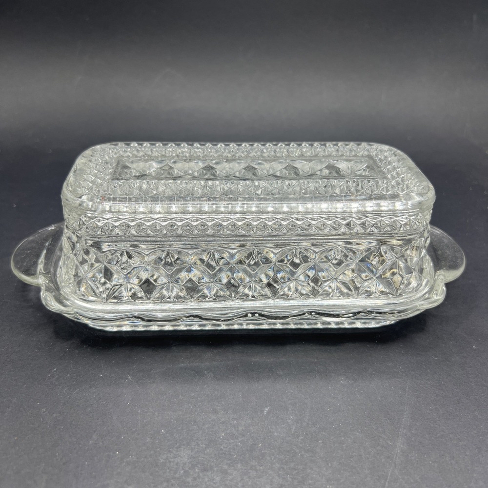 Glass Vintage Anchor Hocking Wexford butter Dish with Lid